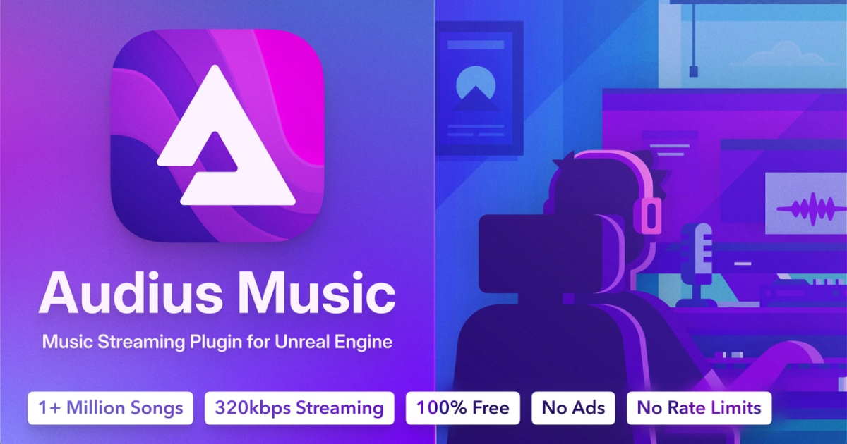 Audius application banner showing the main interface